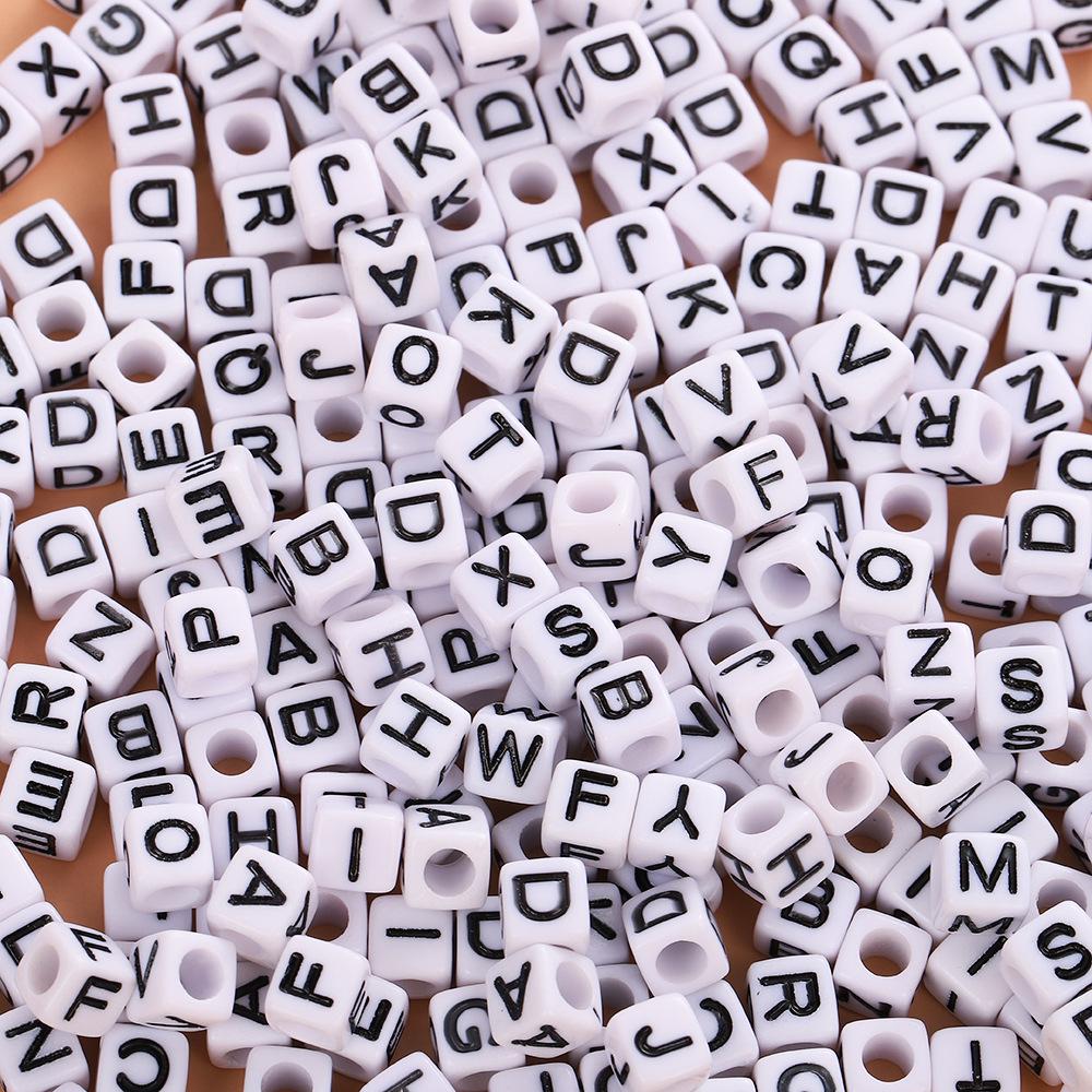 Square Acrylic A-Z English Letter Beads (6mm/7mm/8mm/10mm) for Jewelry Making
