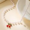 New Temperament Pearl Necklace Small Fresh and Sweet Cherry Pendant Handmade Beaded Collarbone Chain Beaded Jewelry