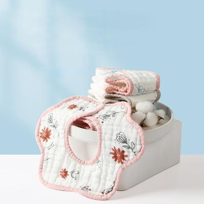 Reine Baumwoll-Baby-Lätzchen mit farbigem Rand, Blüten-Design, Kinder-Druck-Speichelhandtuch für Säuglinge, Mutter- und Baby-Pflege