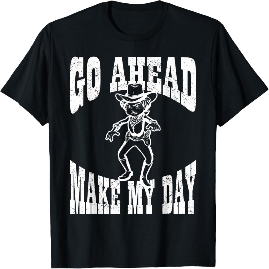 Go Ahead Make My Day, Cowboy Gifts For Men, Texas Cowboy T-Shirt XXXXXL чёрный