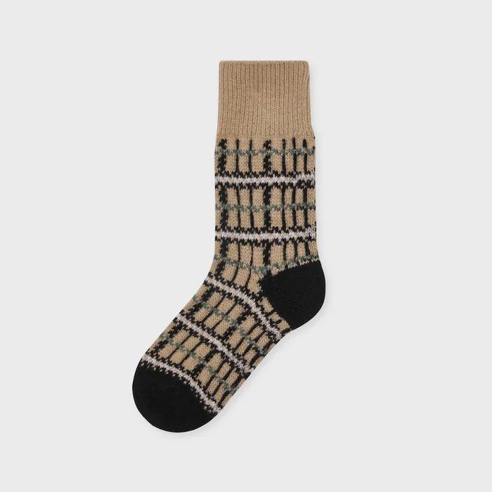 wool grandpa check camel