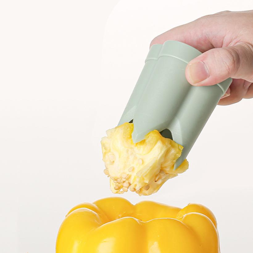 Fruit Pepper Corer Color Pepper Corer Seed Removing Tool 2-in-1 Portable Kitchen Utensil Reusable Fruit Vegetable Coring Tool