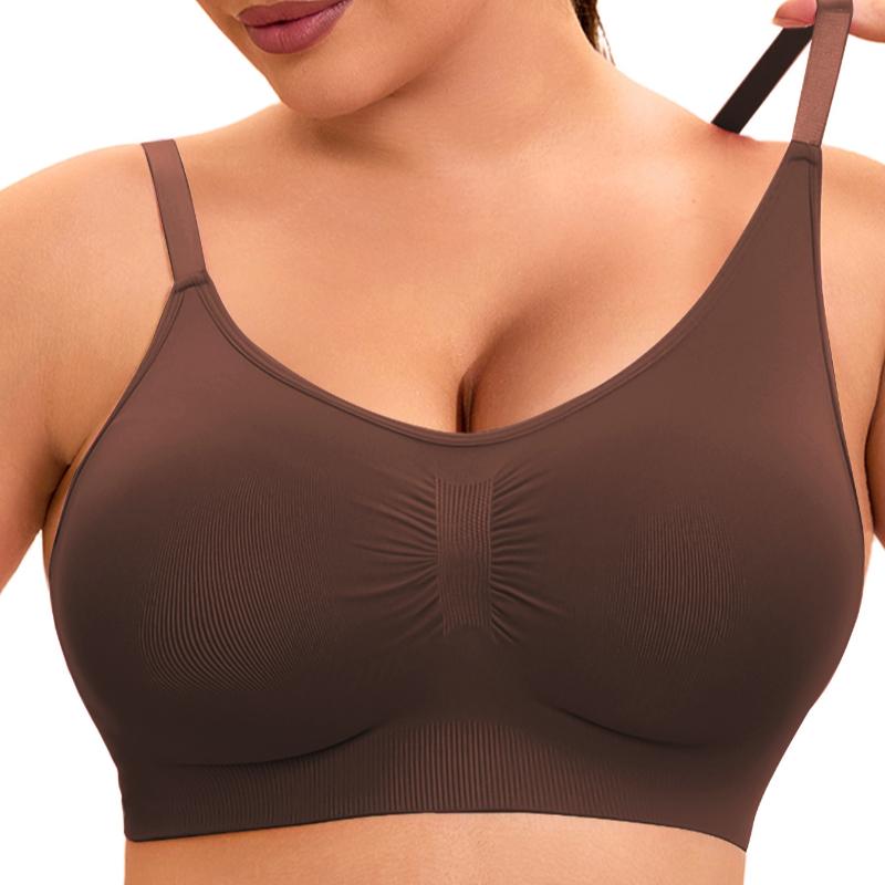

Женский бесшовный бюстгальтер с чашками DE Plus без стального кольца, однослойный дышащий и удобный спортивный бюстгальтер-майка L кофейный
