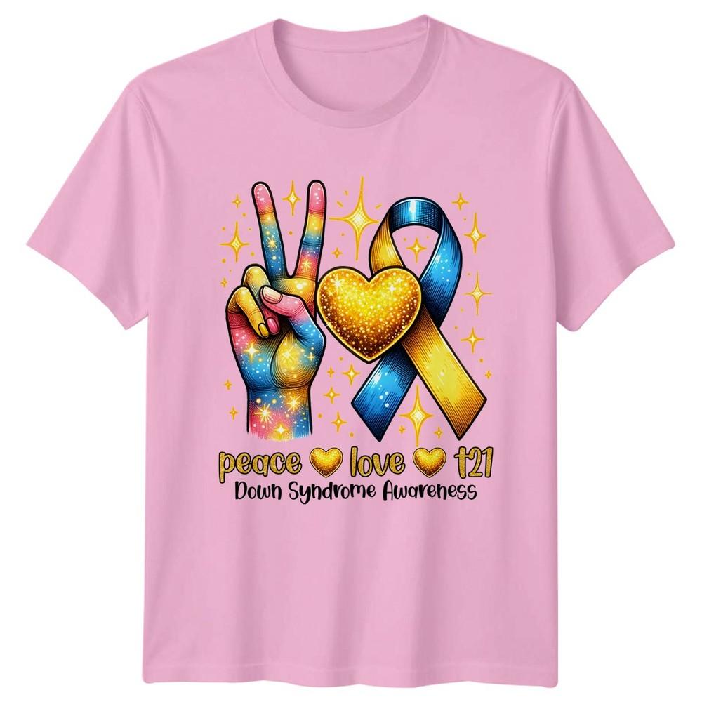 Peace Heart Love Heart T21 TShirt Trisomy 21 Advocacy Awareness