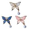 Butterfly Shaped Brooch With Delicate Pearls Accent Modern Waterdrop Aesthetic Alloy Materials Trendy Accessory