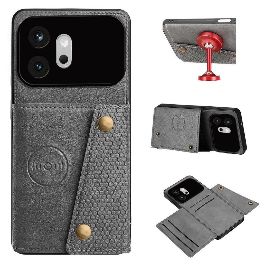 Vintage Leather Card Holder Phone Case for HONOR 600 Card Pockets Dual Snap Buttons Flip Wallet Shell