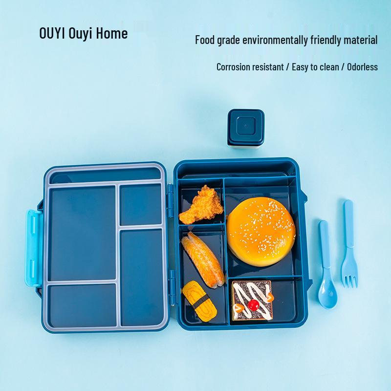 Large Capacity Food-Grade PP Bento Box with Cutlery - Cartoon Design for Students and Kids