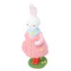 Cute Girl Bunny Resin Figurine Table Statue Decoration Easter Bunny Sculpture Statue for Living Room Bedroom Garden Pink