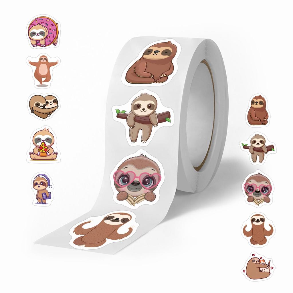 500 Niedliche Faultier-Stickerrolle - Klebeband für DIY, Schülerbelohnungen, Schreibtisch-Schreibwaren