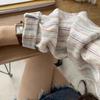 Retro Pinstripe Cardigan - Women's Loose Long Sleeve Shirt