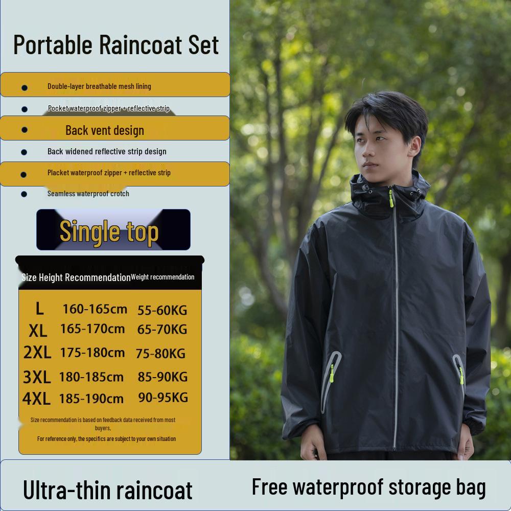 Unisex Full-Body Rainproof Raincoat and Pants Set for Outdoor Activities