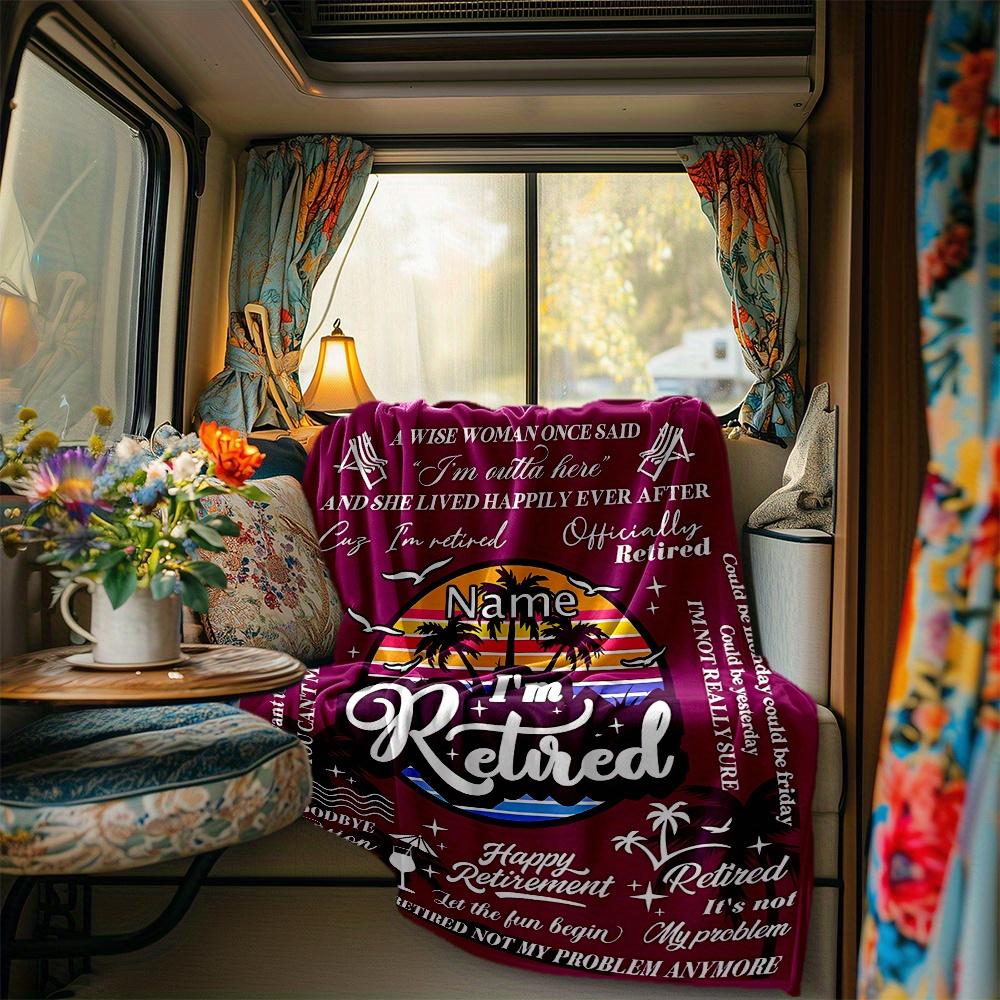 Retirement Celebration Blanket Personalized Name Soft Comfortable Stylish Blanket Car Blanket Perfect For Travel Camping Outdoor Home Suitable For All