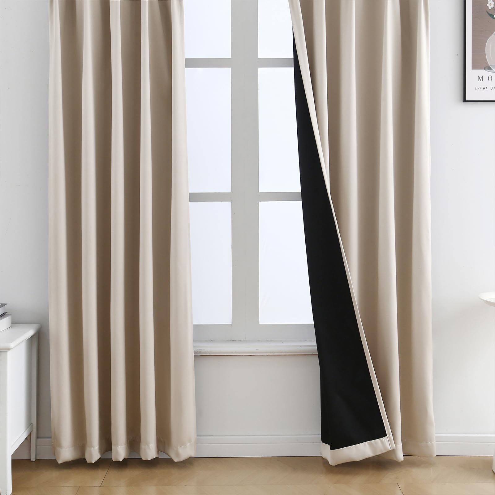 

YeYeZhen Комплект штор с уровнем затемнения с черным термо-холодным энергетическим однотонным для спальни и гостиной Длина 178 см x Ширина Шторы, 1, 2, Подкладка,