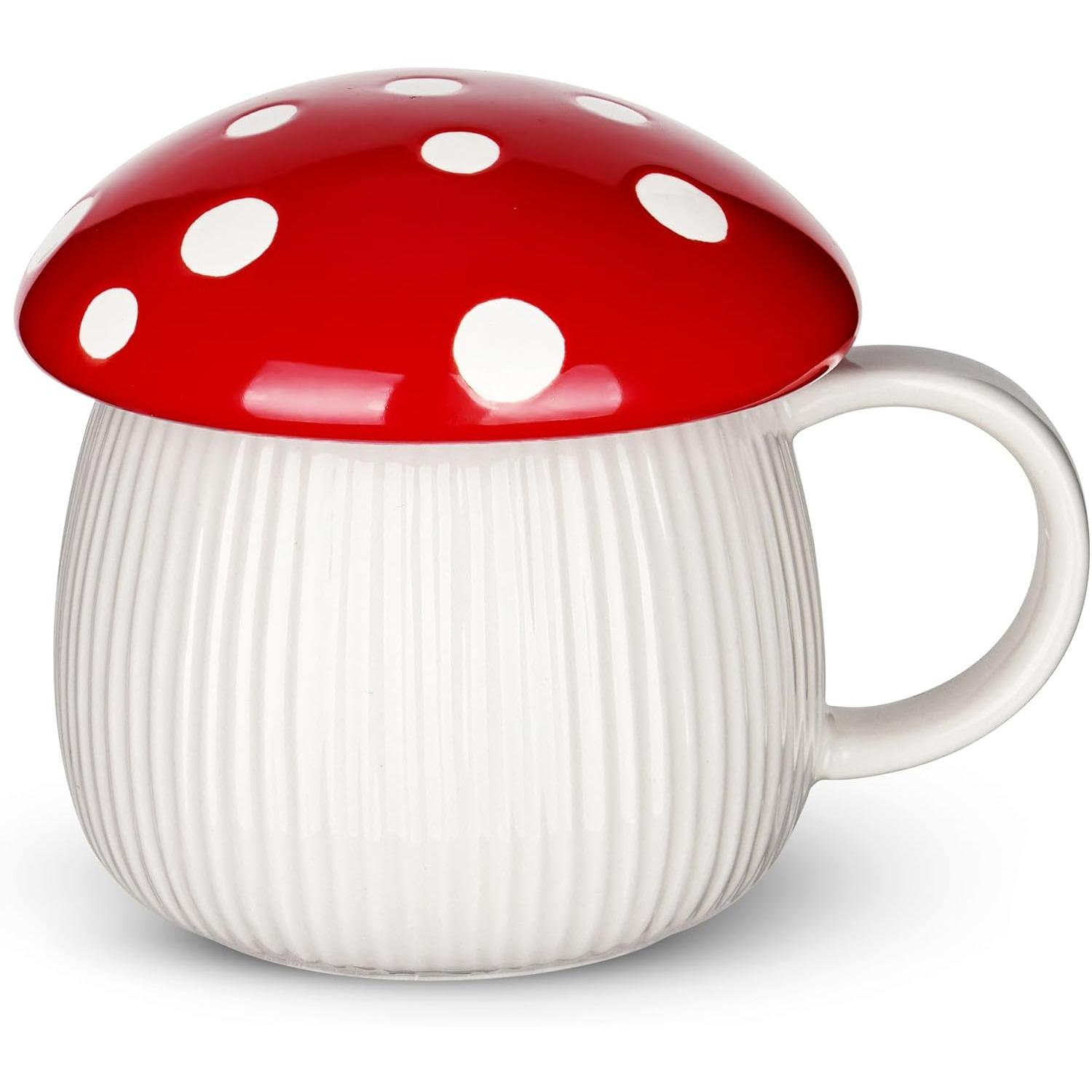 

Mushroom Shaped Ceramic Mug with Lid - Unique Colorful Cup for Coffee,Tea,Hot Chocolate & More,Non-Toxic Dishwasher Safe Creative Beverage Holder X9