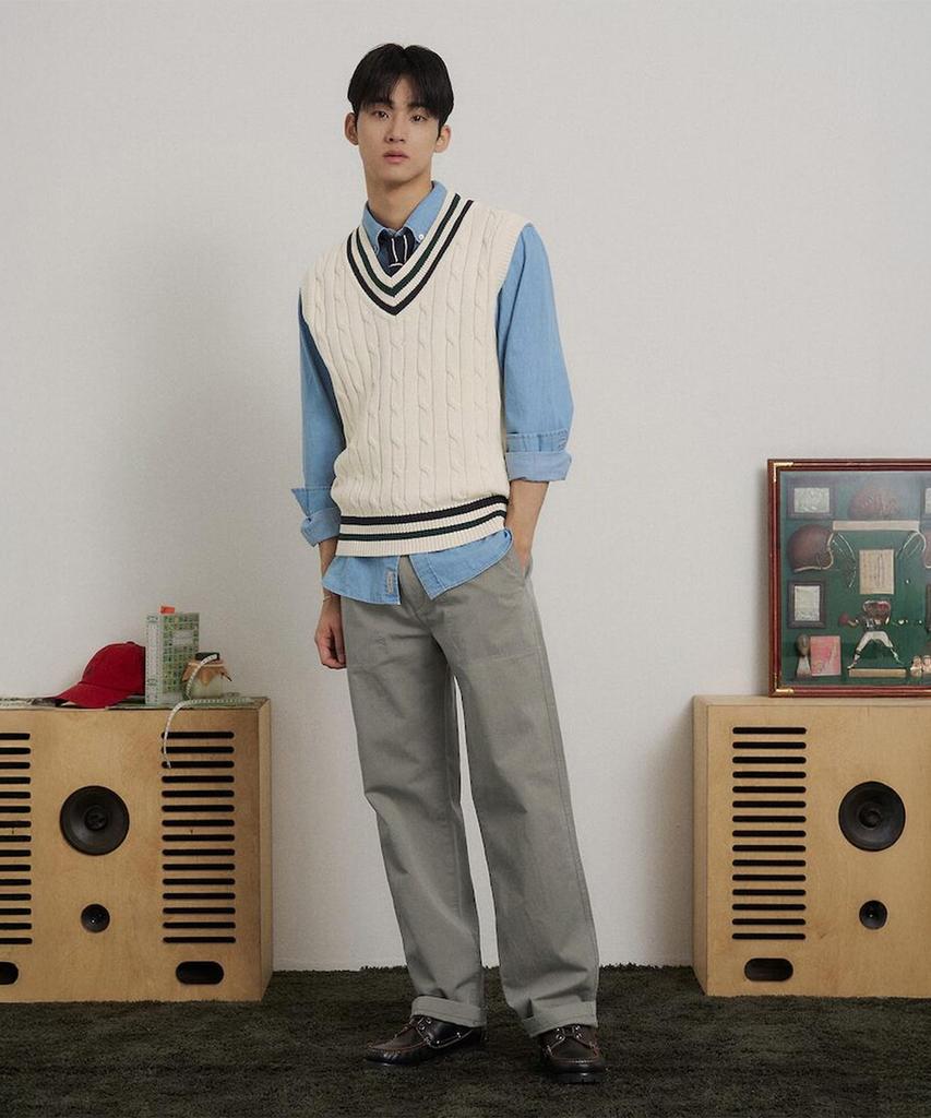 Binpolmen Fatigue Semi-Wide Fit Chino Pants Khaki