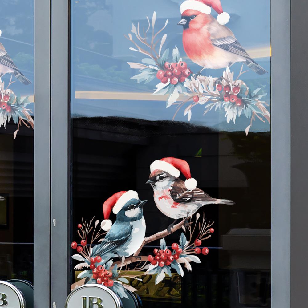 Christmas Little Bird Static Cling Window Stickers for Door and Window Decoration