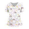 Women's Fashion V-Neck Short Sleeve Overalls With Pockets  Print Tops  Clothes