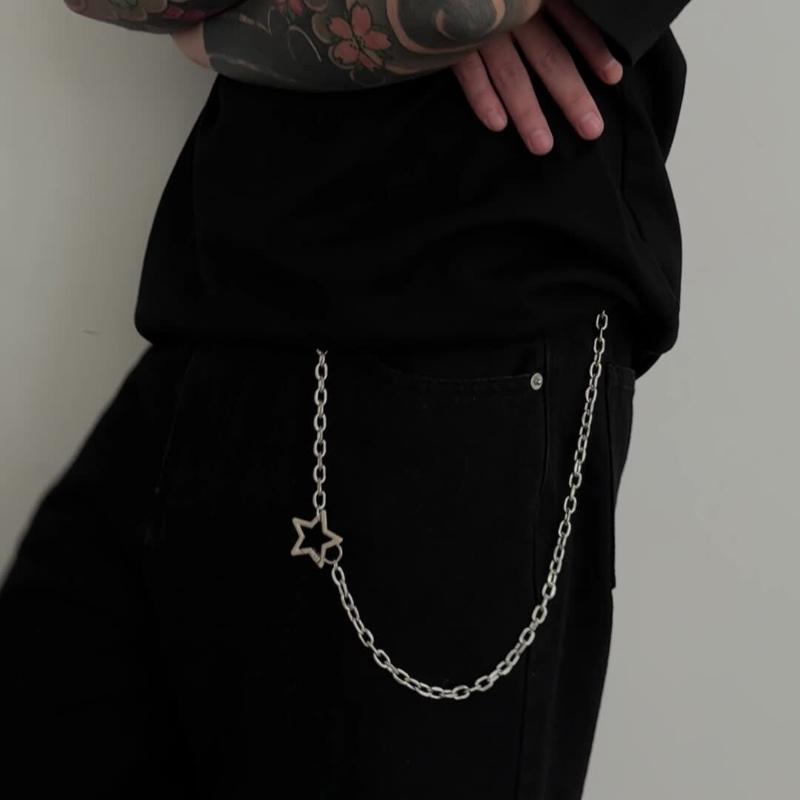 Men's Fashion Waist Chain Trendy Detachable Cross Pendant for Trousers Perfect for Street Style