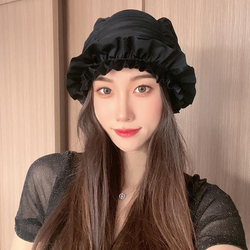 Womens Swim Cap for Long Hair Cute Korean Style Colorful Fabric Design Elegant Beach Photography Hot Spring Swimming Cap
