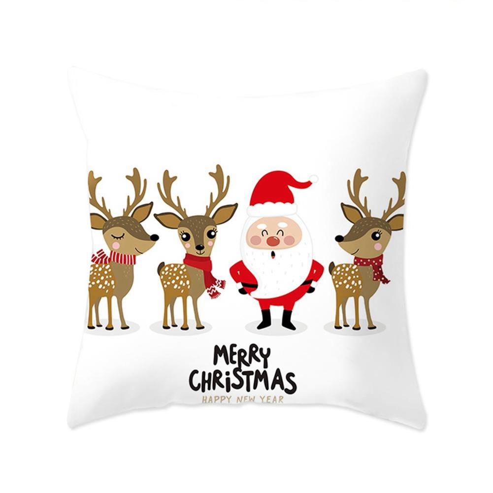 Vánoční Santa Elk Potisk Potah na polštář Domácí Obývací pokoj Pohovka Dekorace do auta Polyester Povlak na polštář 45x45cm