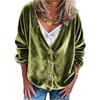 Women's Casual V,neck Long,sleeved Color Cardigan, Women's Velvet Top.