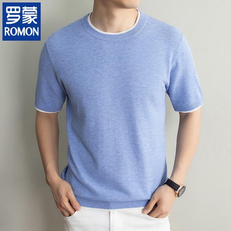 

ROMON Men s Cotton Blend Round Neck Short Sleeve T-Shirt 3XL