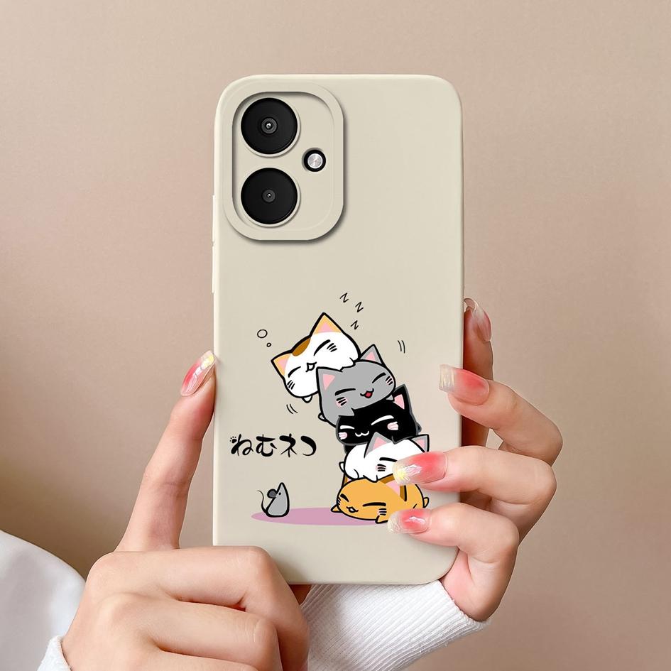 Cute Owl Cat Cartoon Pattern Back Cover For Xiaomi Poco M6 5G X6 Pro F6 F5 Pro Phone Cases Liquid Silicone Screen Protector Housing Bumpers For Xiaomi