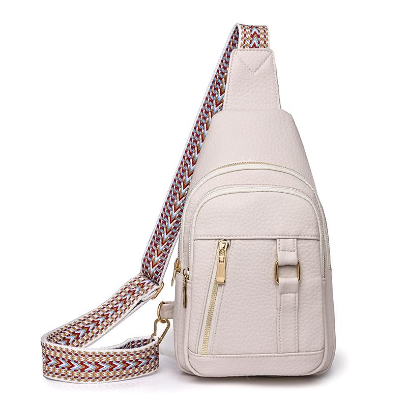 

Crossbody Chest Bag For Women Trend Embroidery Shuolder Strap Fanny Pack Female Outdoor Sport Multi Pocket Leather Red Daypack покинуть белый