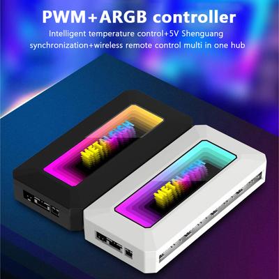 Argb Fan All In One Hub Splitter With 4Pin Pwm For Computer Cooling Sync Cpu Radiator 5V 3Pin Led Light Strip Remote Controller