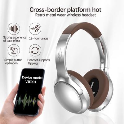 VJE901 Wireless Bluetooth Retro Over-Ear Sports Metal Retractable Headphones
