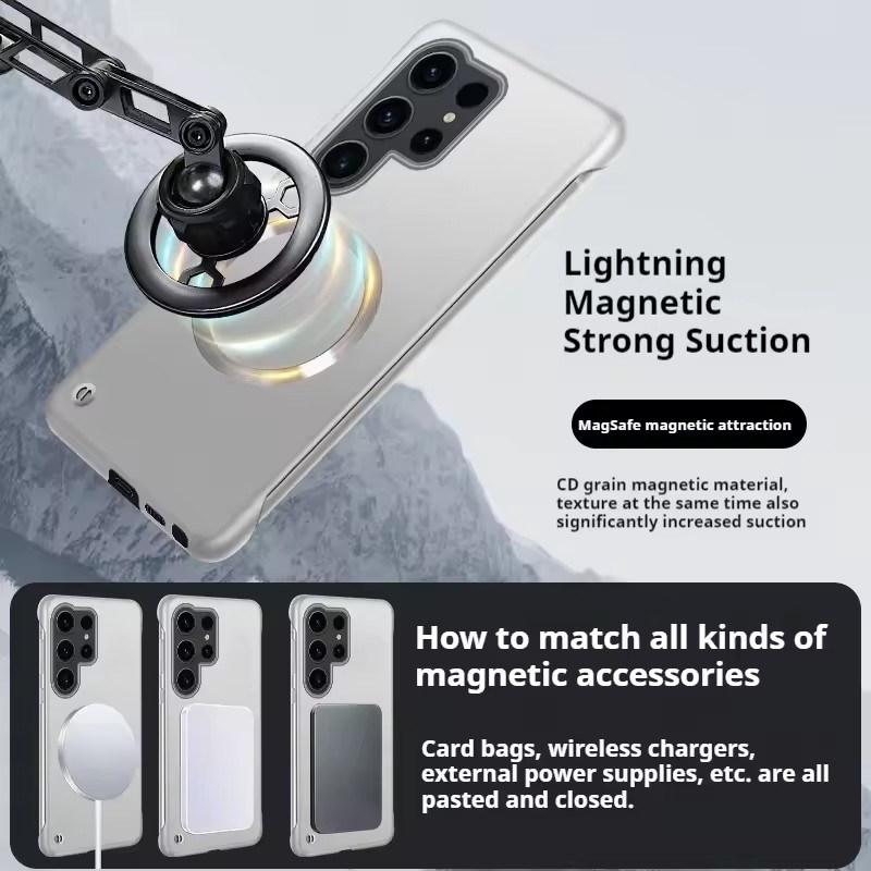 Ultra-Thin Metallic Paint For Magsafe Magnetic Case For Samsung Galaxy S25 Ultra S25 S24 S23 S22 Plus Ultra Borderless Cooling Cover