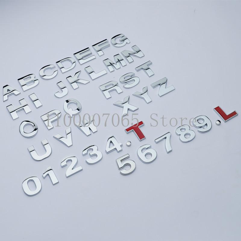 25mm DIY Metal Letters Numbers Car Emblem for All Cars Nameplate Logo Alphabet Telephone Wedsite Adverting Sticker Chrome Black