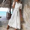 Moteriška suknelė su raišteliais Vasarinė Elegantiška Viengubo Krūtinės Pūstomis Rankovėmis Maxi Suknelė Vestidos Bohemiška Vasarinė Suknelė Šventinė Suknelė