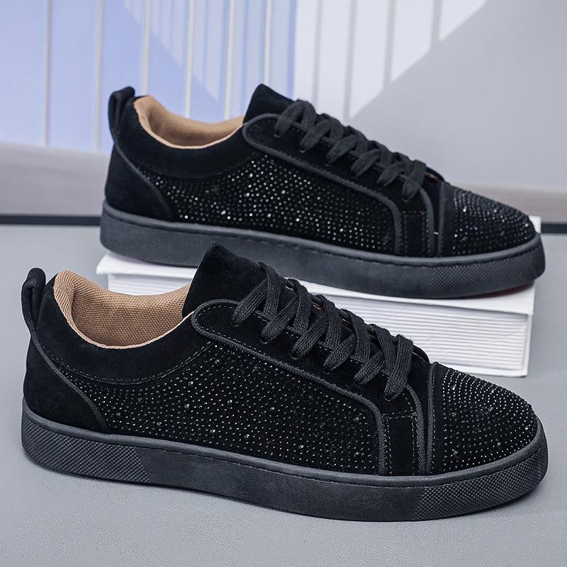 Autumn New Shoes for Men Crystal Leather Casual Shoes Fashion Flat Skateboard Shoes Street Youth Cool Sneaker