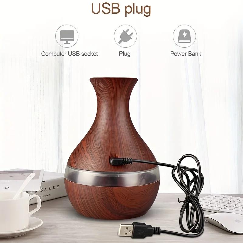 300ml Wood Grain Humidifier Aroma Diffuser Atomizer USB Household Humidifier Hydrating Instrument Desktop Humidifier
