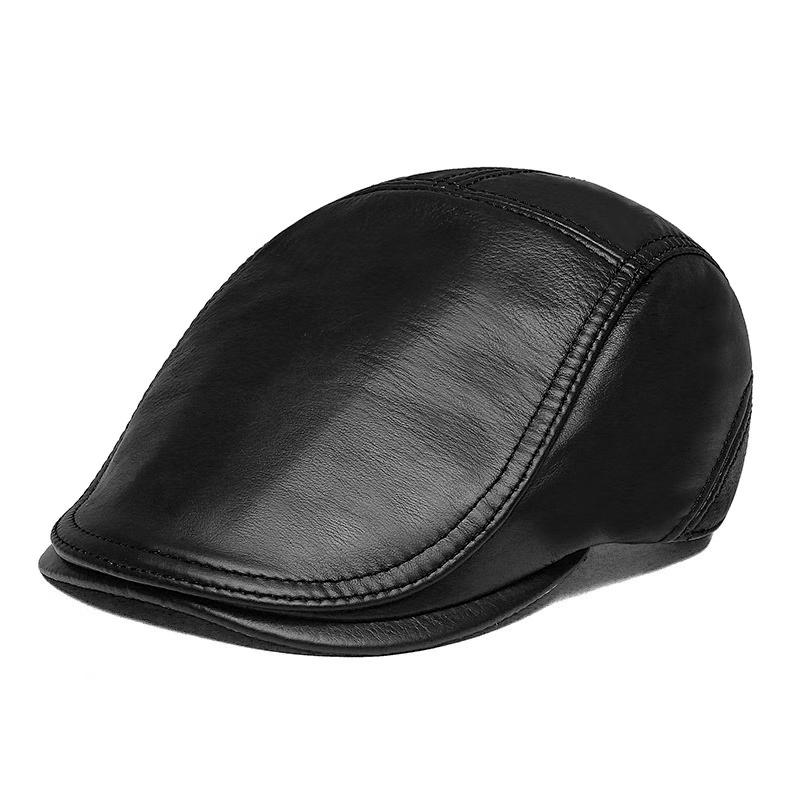 ZHENYUEQI Men s Top-Grain Cowhide Winter Cap