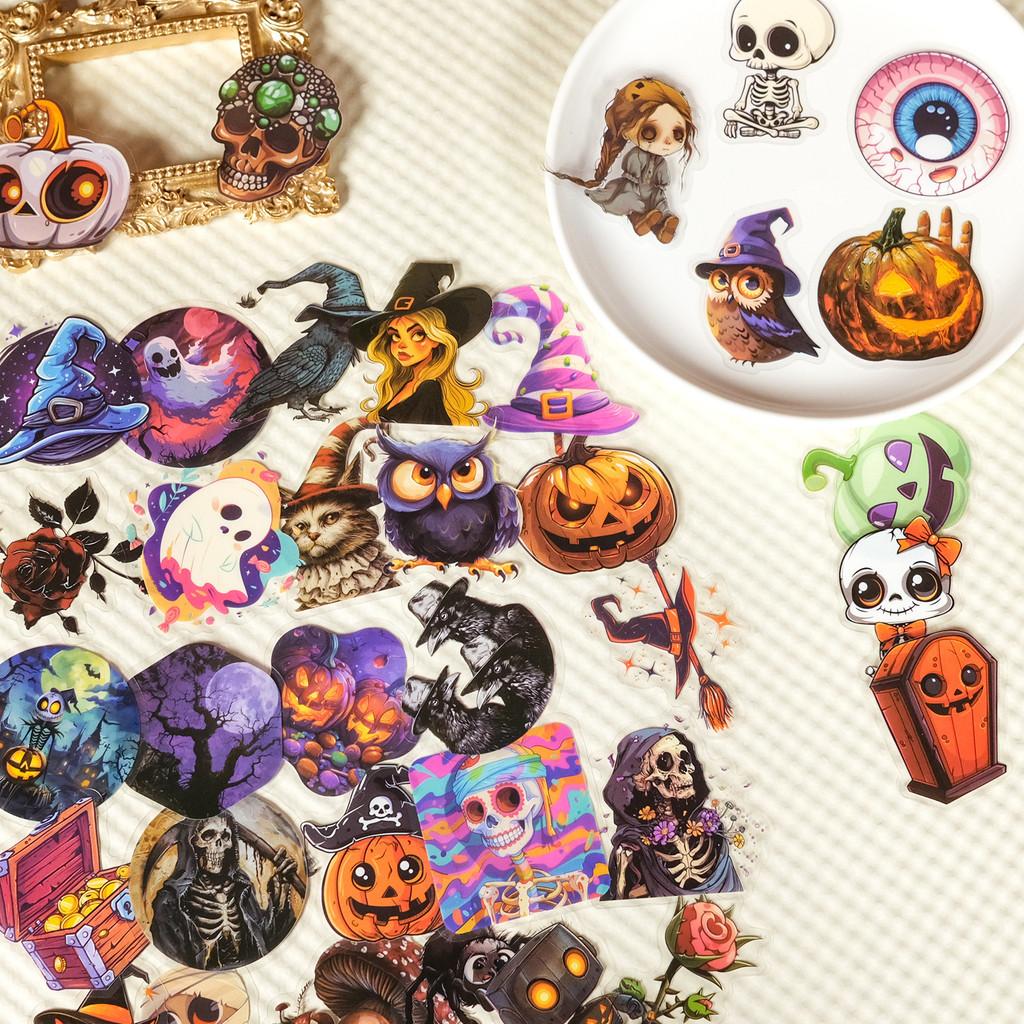 50PCS Halloween PET Stickers - Spooky Waterproof Decor with Pumpkin, Skull & Eyeball Designs for DIY AnimeWorlds Store