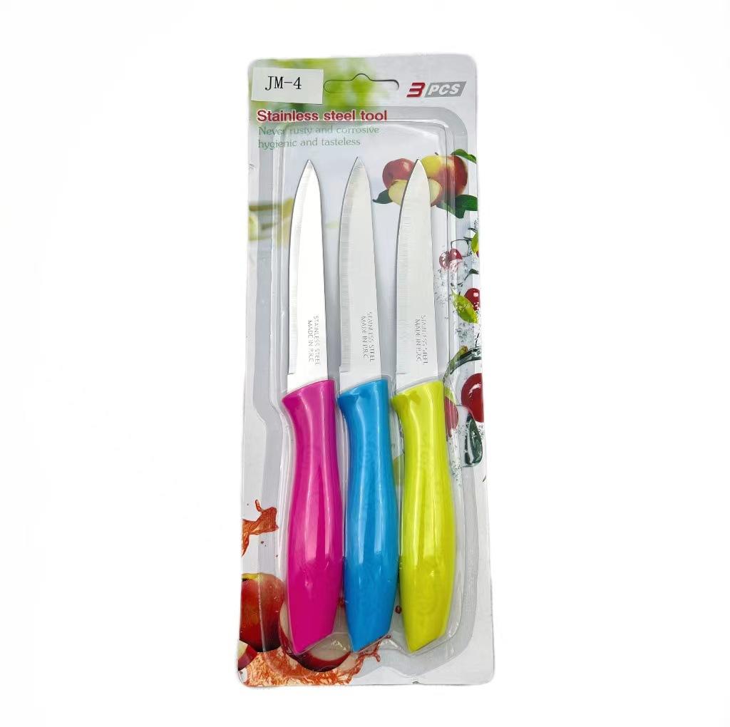 

Three-piece stainless steel classic knife straight-edge fruit knife with packaging, easy to carry, kitchen cooking accessory