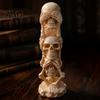 Creative Resin Crafts 3D Printed Triple Skull Statue, Halloween Horror Hear No Evil See Skeleton Figurines Speak Figurine, Desk Decor for Home Office