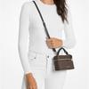 Michael Kors Jana Signature Zip Closure Gold Hardware Coated Canvas Tote Mini Women's Brown