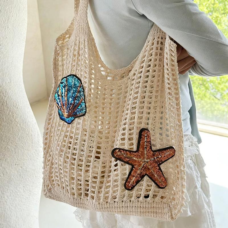 Yogodlns Wool Large Capacity Knit Bag Shoulder Shopping Bag for Women Cotton Girls Tote Bag Female Handbag Crochet Bag