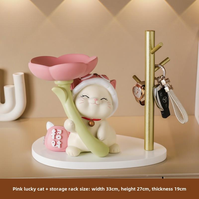 

Поднос Кот Удачи Органайзер Украшения Креативный Органайзер для Ключей в Прихожей Декорация Обувного Шкафа Смола Бытовая Декорация Гостиной
