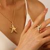 1 Set Alloy Jewelry Accessories  Simple Marine Life Starfish Pendant Necklace Earrings Ring For Women Gifts For Lover