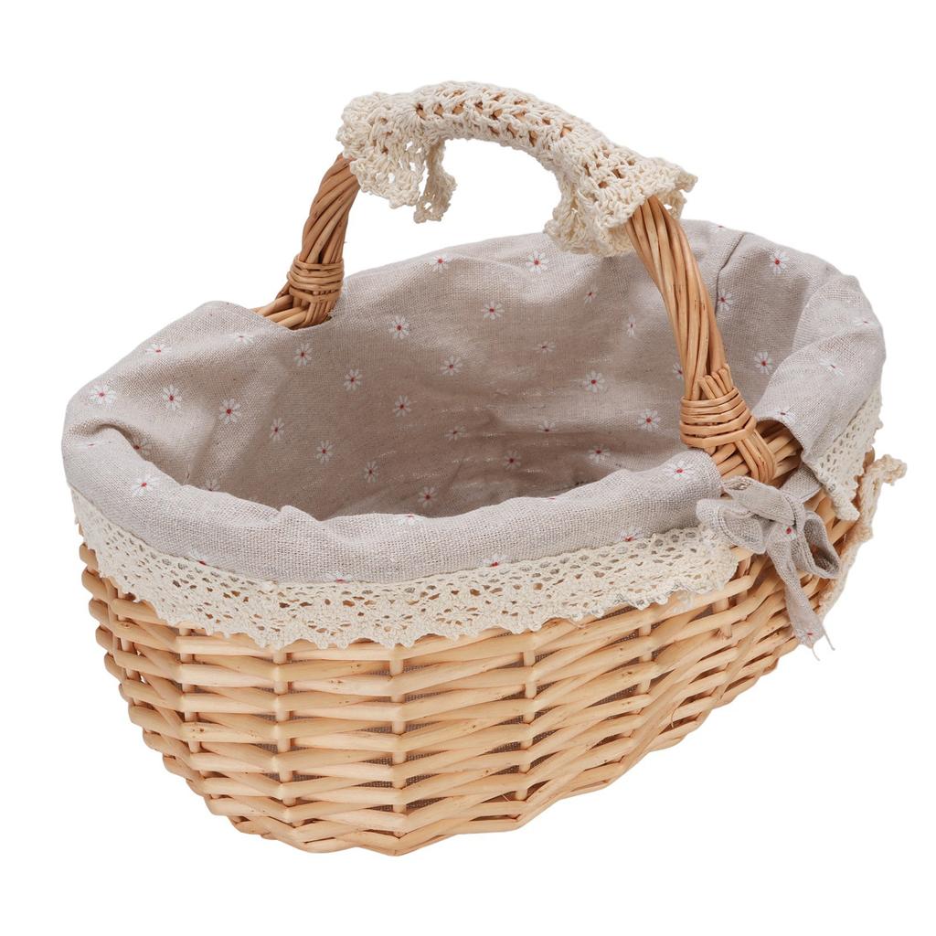 Picnic Basket with Removable Liner Hand Woven Empty Picnic Hamper Basket with Handle for Easter Camping Wedding Gathering