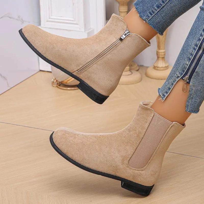 Modern Boots Women Winter Round Toe Ladies Shoes 2024 High Quality Ankle Women's Boots Fashion Side Zipper Solid Shoes for Women