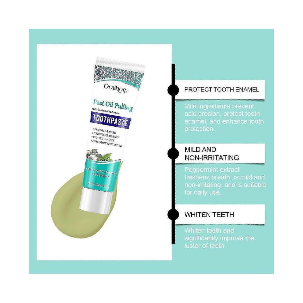 Post Oil Pulling Toothpaste, Coco-Mint Jasmine Whitening Toothpaste, Fresh Breath & Brightens Teeth & Protects Enamel, Fluoride Free Toothpaste 120g 2