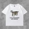 Summer Funny I Eat Cement Cursed Cat Funny Meme Graphic T Shirts Mens Women Oversized Short Sleeve Tshirt Male Cotton Clothing