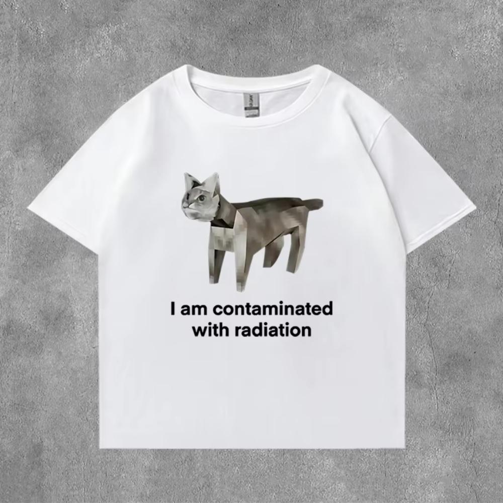 Summer Funny I Eat Cement Cursed Cat Funny Meme Graphic T Shirts Mens Women Oversized Short Sleeve Tshirt Male Cotton Clothing