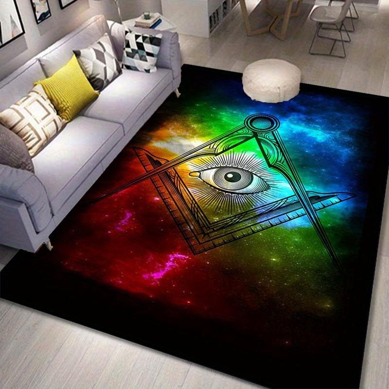 Eye of Providence Rug for Mystical Living Room | Cosmic Symbol Carpet | Esoteric Home Decor Pieces Skid resistant carpet