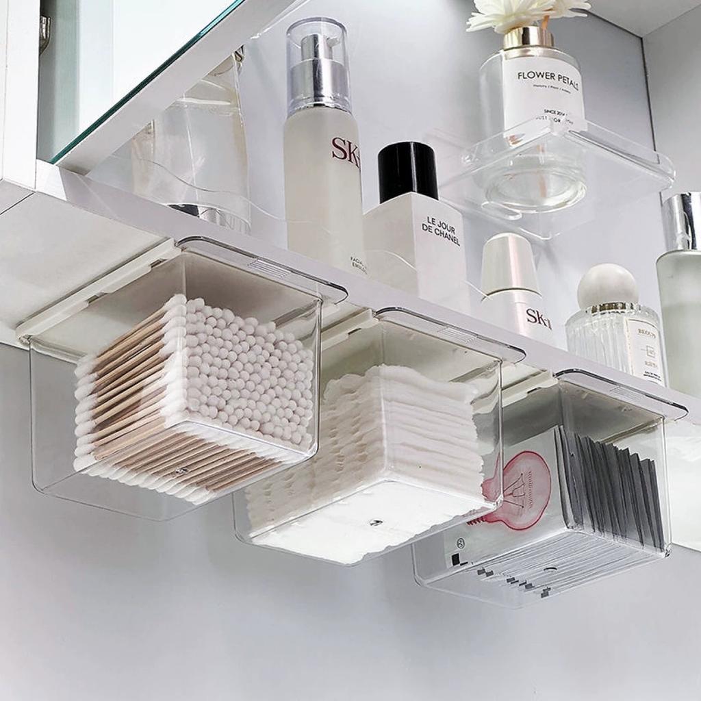 Transparent Bathroom Cotton Stick Makeup Cotton Bathroom Pull-Out Storage Drawer Style Storage Box Under The Mirror Cabinet